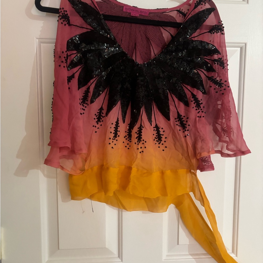 Matthew Williamson Pink and Black Sequin Top